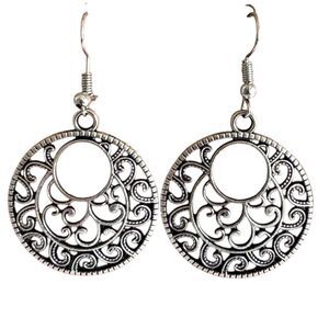 Indio Jewelry Tibetan Silver Filigree Earrings Hook #359